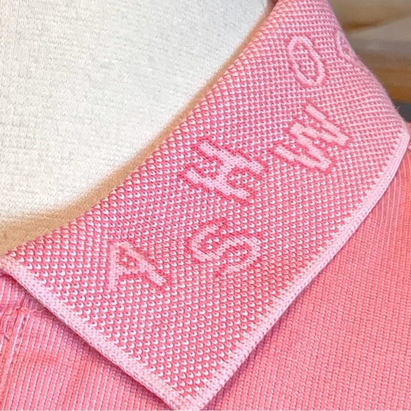⛳️ ASHWORTH ~ Pink Long-Sleeved Golf Polo with Letters on Collar ~ Size 4 - Picture 1 of 4